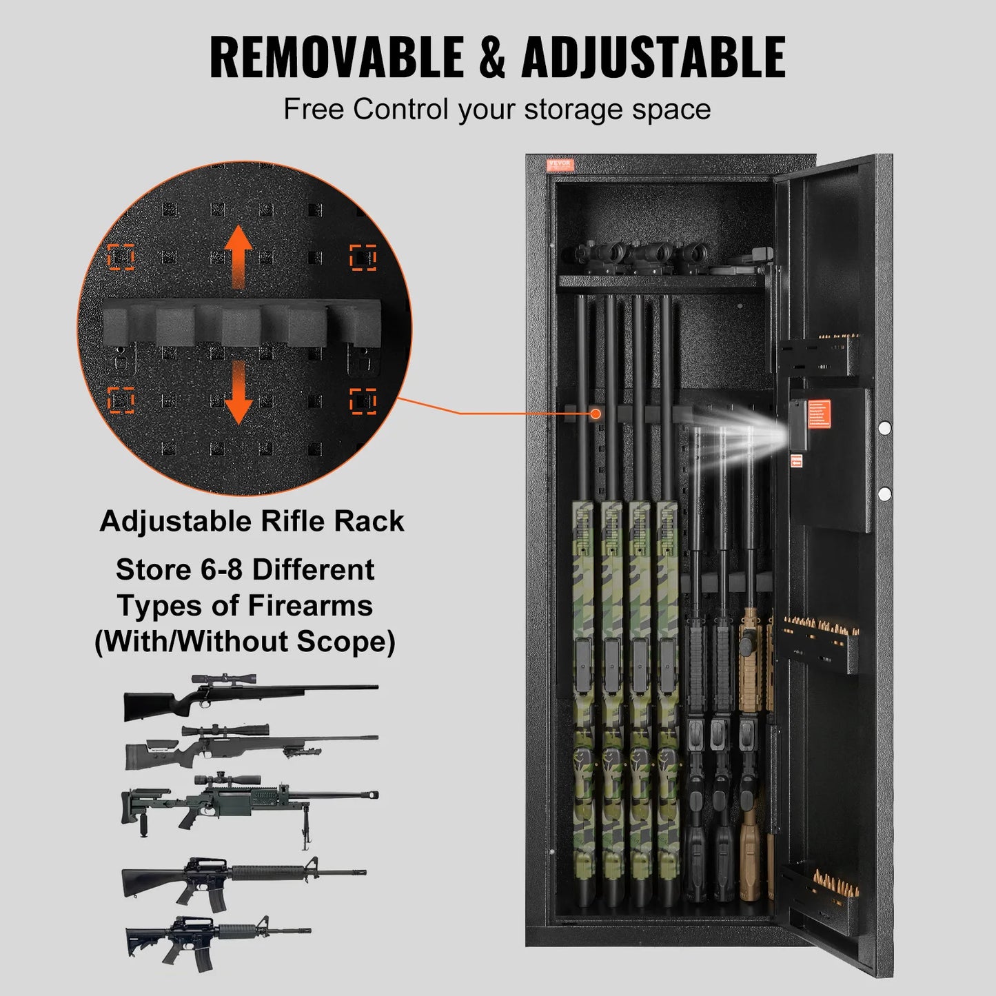 SucceBuy Rifle Safe With Digital Keypad Lock And Removable Shelf