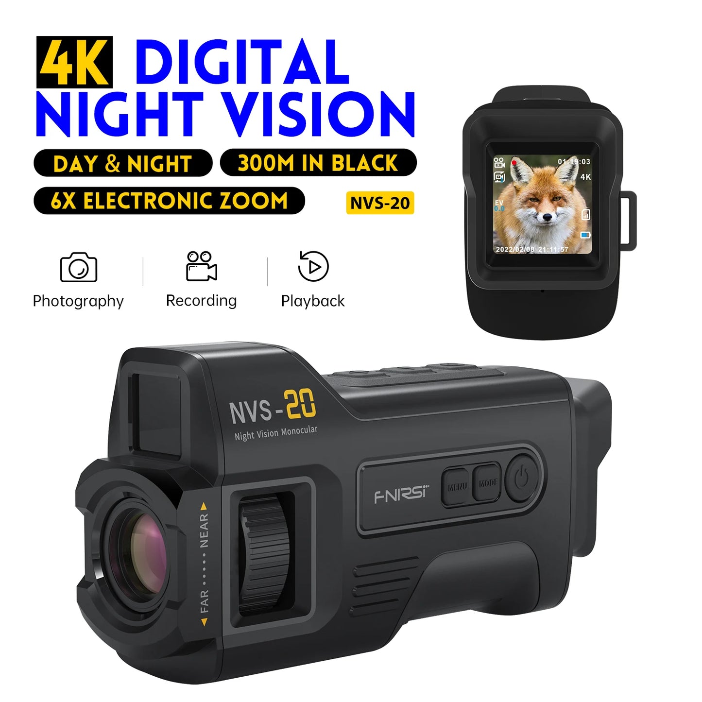 FNIRSI NVS20 4K Night Vision Monocular With 6X Digital Zoom