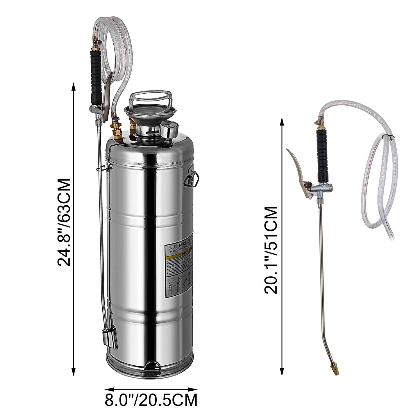 SucceBuy Stainless Steel Hand Powered Sprayer For Garden And Cleaning