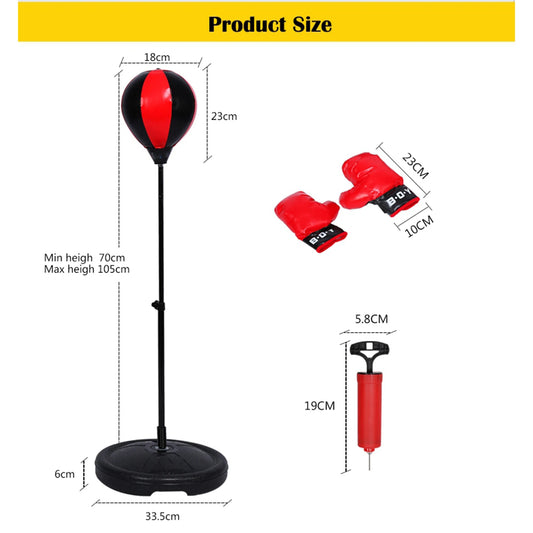 TOMSHOO Adjustable Height Kids Punching Ball Boxing Set With Gloves