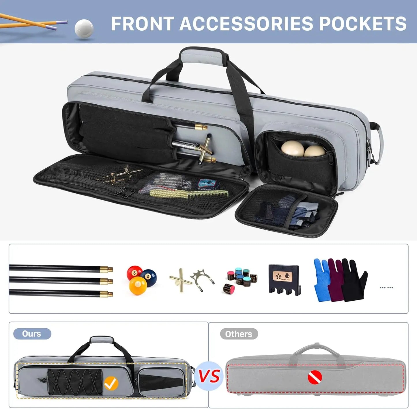 Pool Cue Case Holds 4 Butts And 5 Shafts
