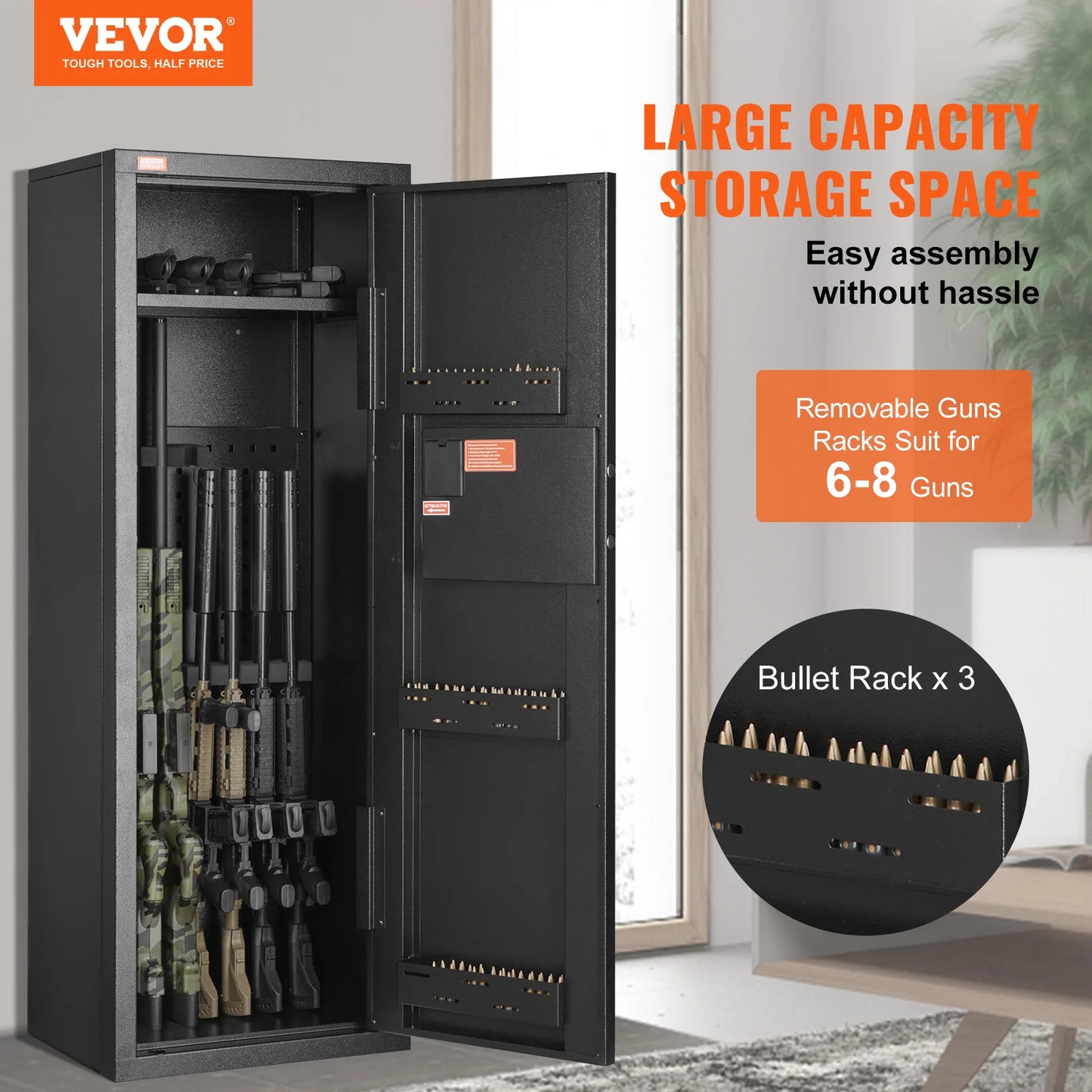 SucceBuy Rifle Safe With Digital Keypad Lock And Removable Shelf