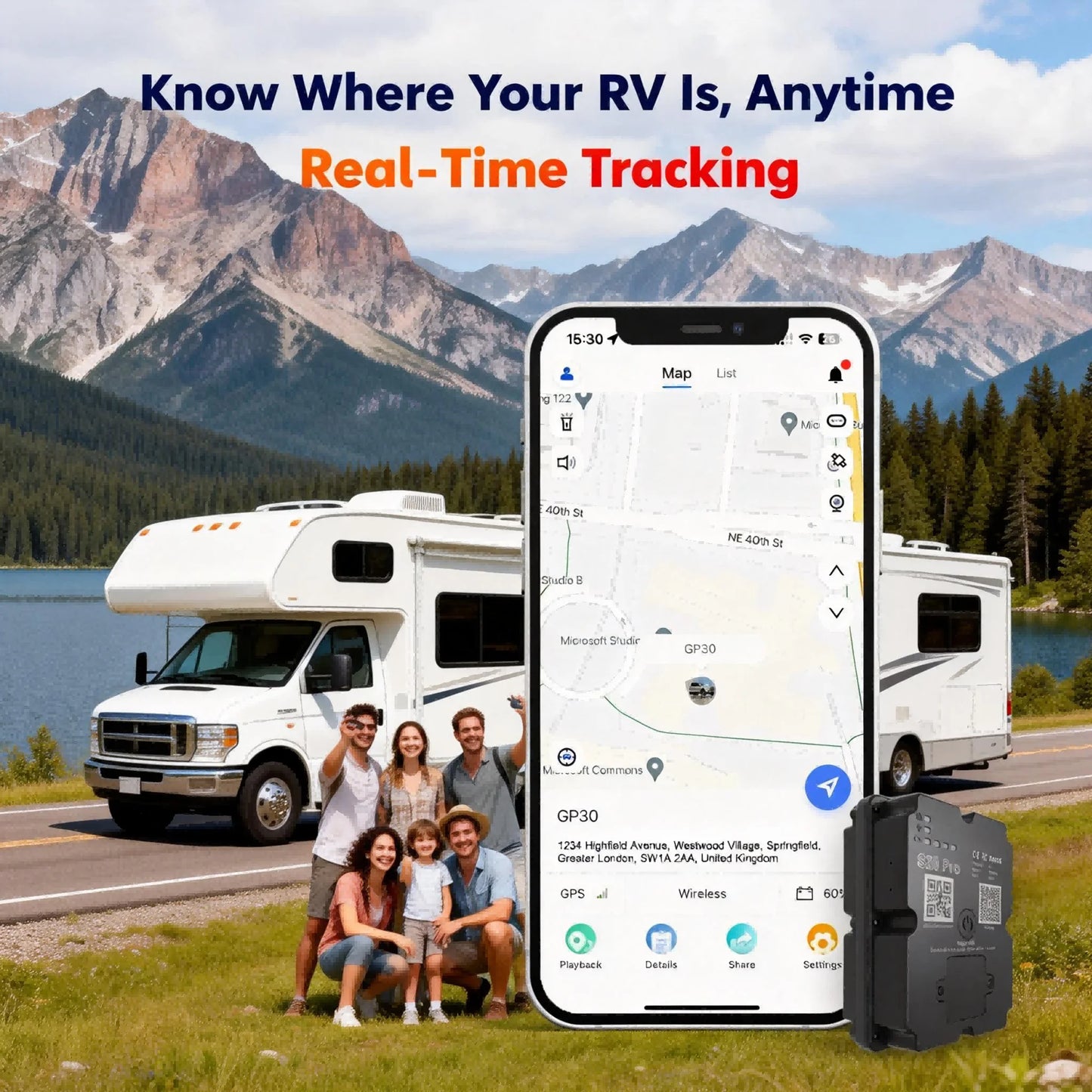 Wanwaytech GPS Tracker for RV Camper Real-Time Location Anti Theft
