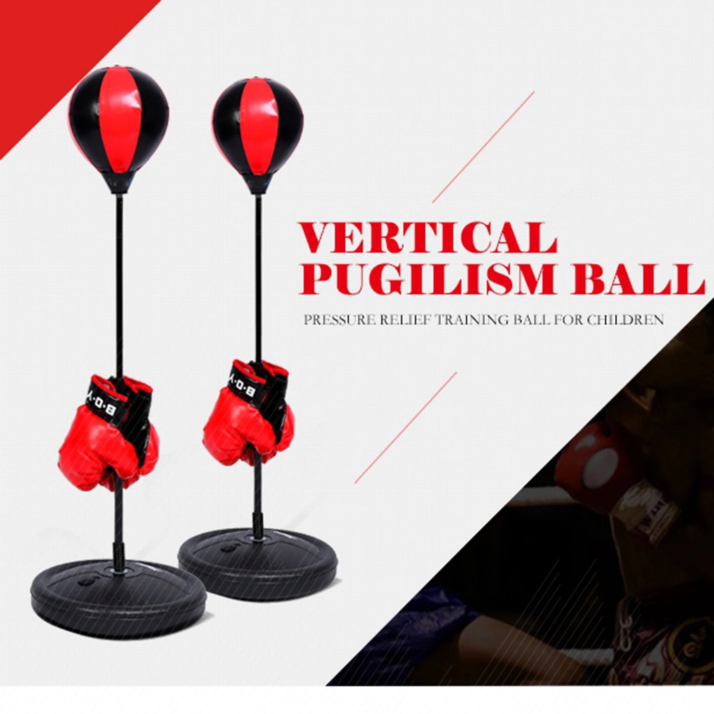 TOMSHOO Adjustable Height Kids Punching Ball Boxing Set With Gloves
