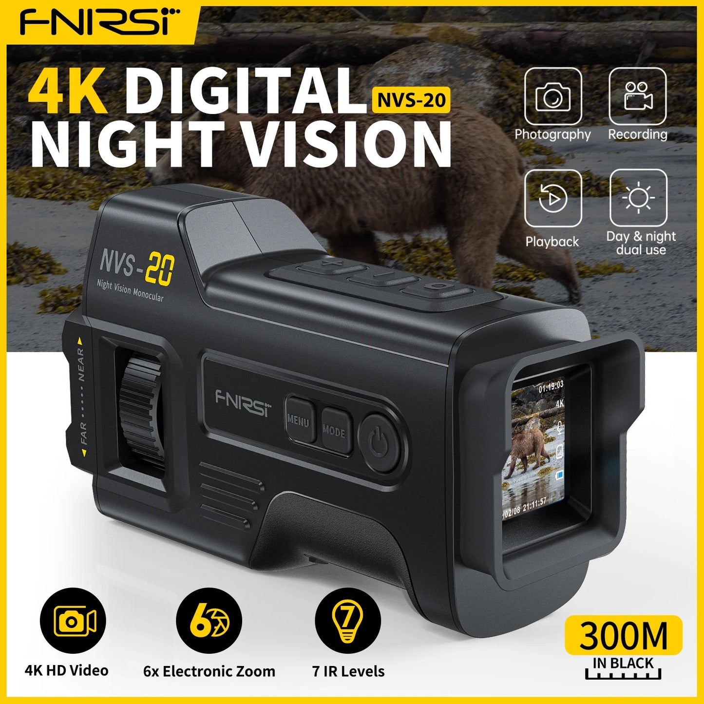 FNIRSI NVS20 4K Night Vision Monocular With 6X Digital Zoom