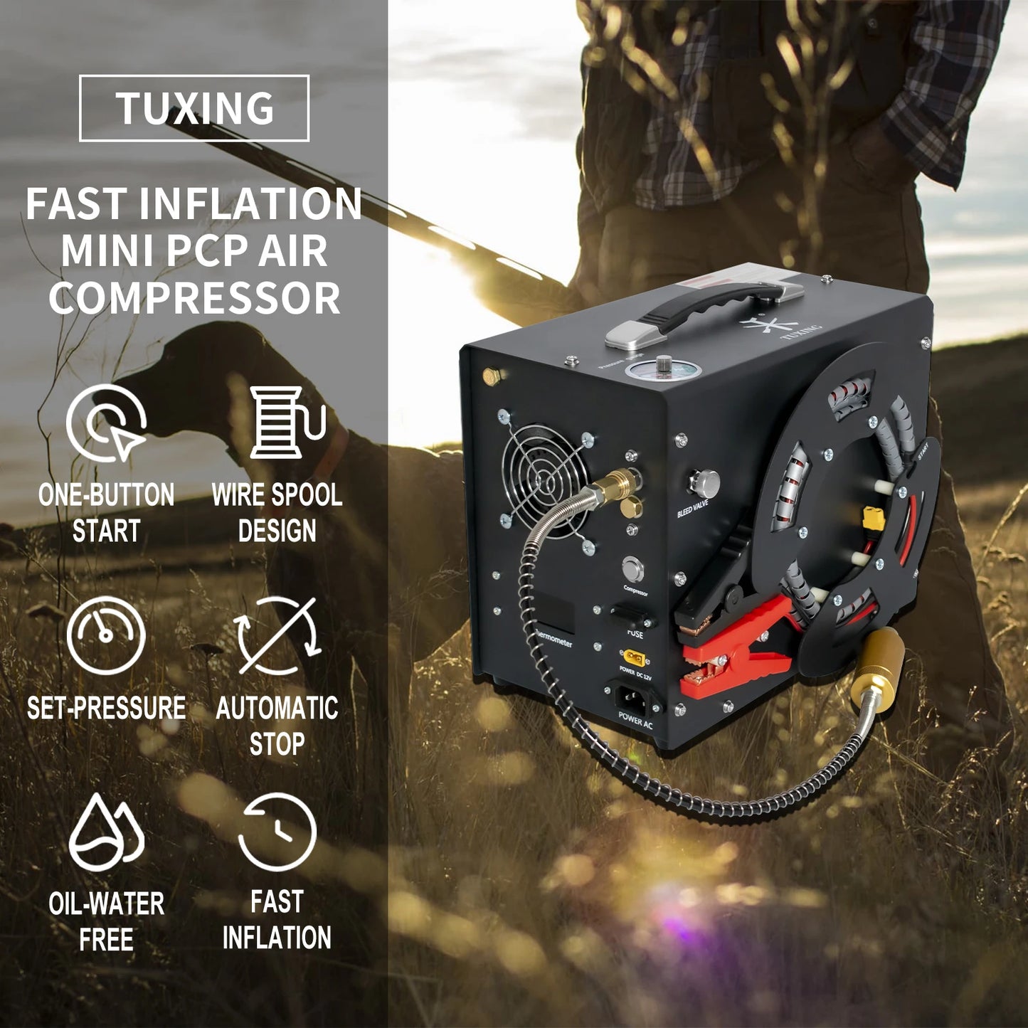 Tuxing TXES062 4500Psi 12V PCP Air Compressor Portable