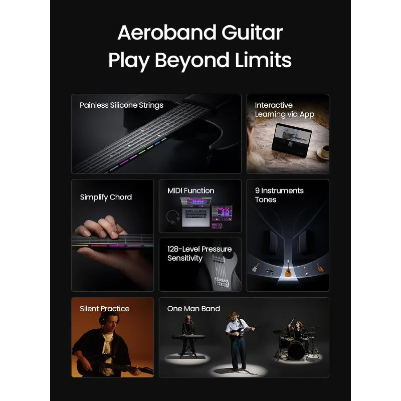 AeroBand Smart Guitar With Silicone Strings Detachable Fretboard MIDI