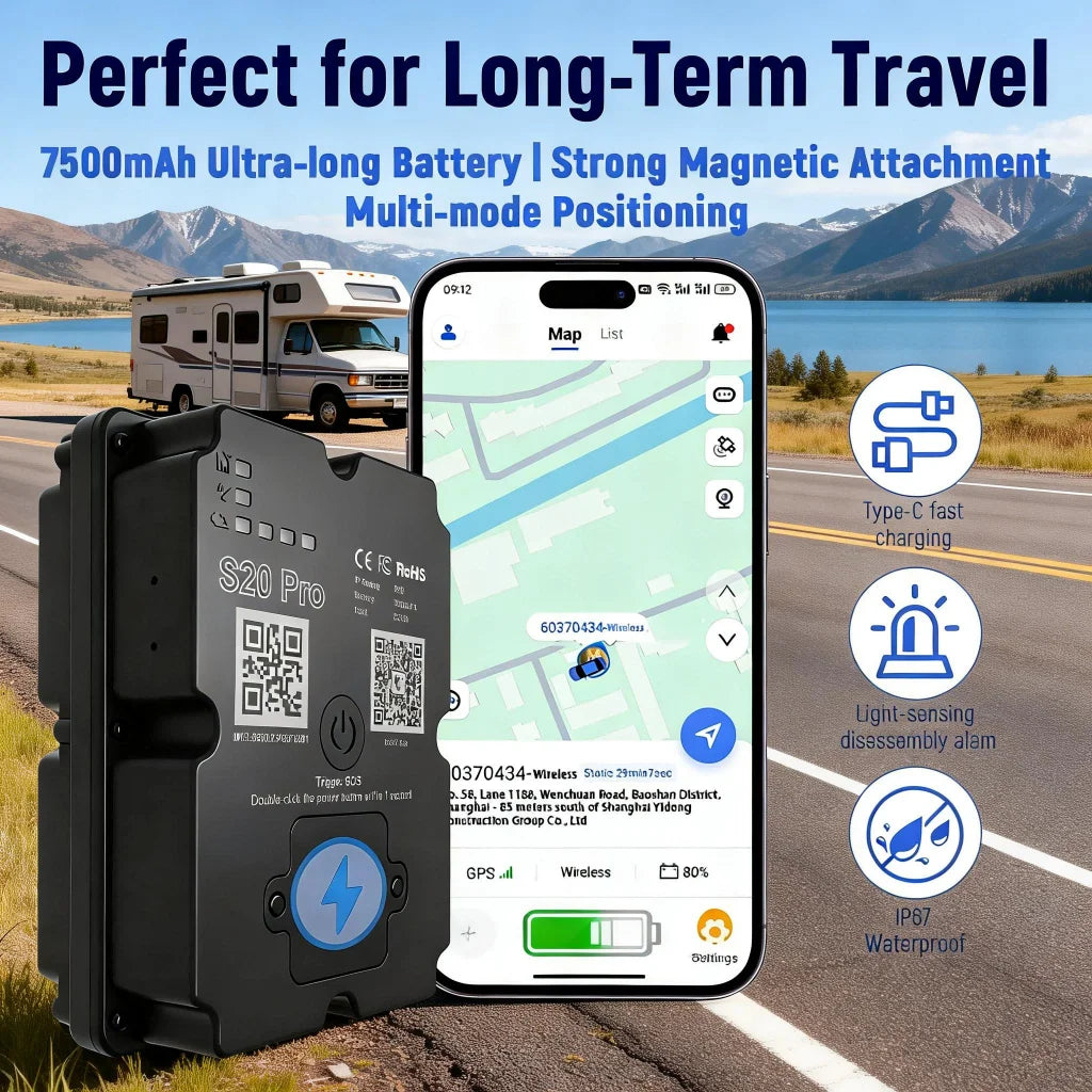 Wanwaytech GPS Tracker for RV Camper Real-Time Location Anti Theft