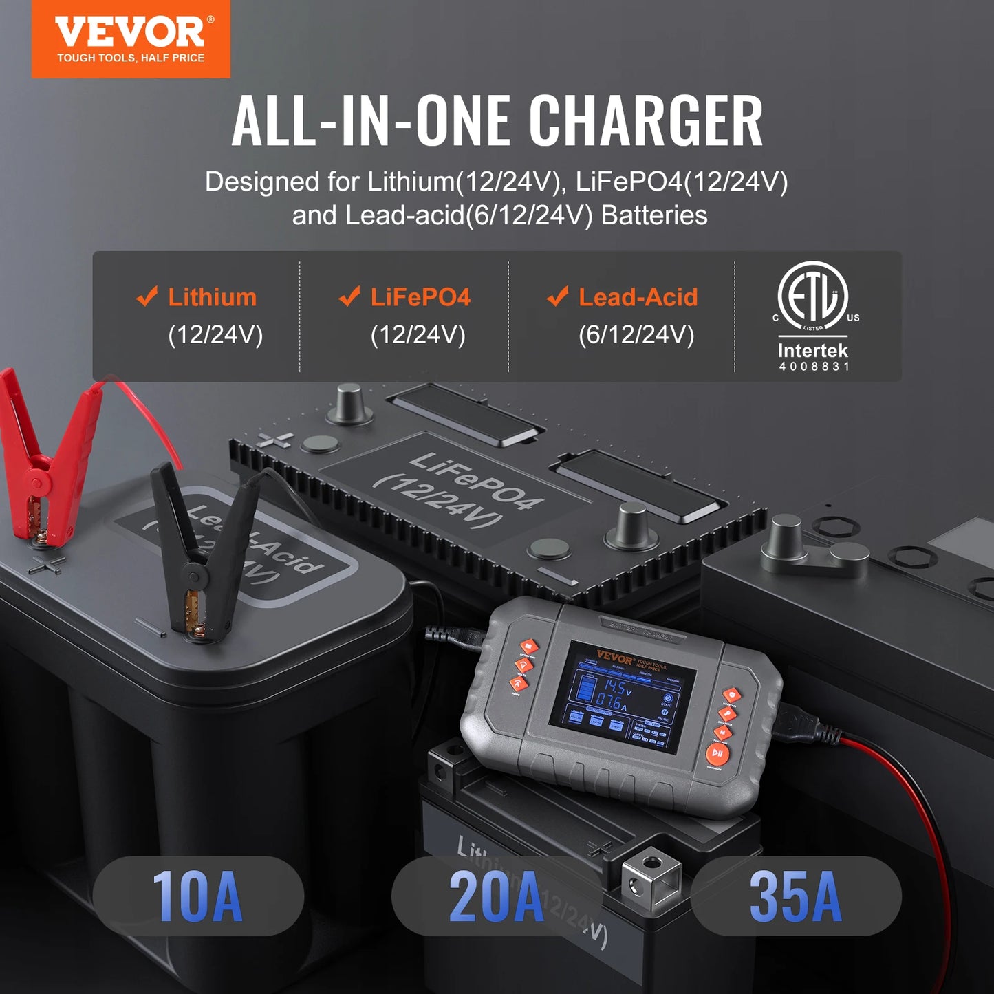 SucceBuy 35A LiFePO4 Smart Battery Charger LCD Display